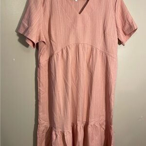 Women's Boutique Midi V-Neck Tiered Dress in Dusty Pink